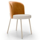 Cadeira Para Sala De Jantar Cozinha Estofada Gavi Arena L02 Couríssimo Whisky Linho Cru Lyam Decor