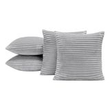 Capas De Almofadas Velvet Bariloche 45x45cm 04 Peças - Cinza