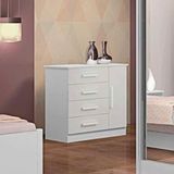 Cômoda Firenze 4 Gavetas 1 Porta Comsapateira 100% Mdf Branco
