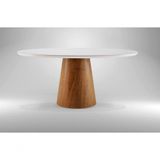 Mesa De Jantar Redonda Com Vidro - Dora-1,50m Requinte Salas