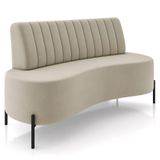 Sofá Chaise 2 Lugares Sala Living 135cm Pés Industrial Cayman K01 Veludo Bege Lyam Decor