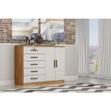 Cômoda Para Quarto Com Sapateira 5 Gavetas - Seul-cumaru-fendi - Móveis Novo Horizonte
