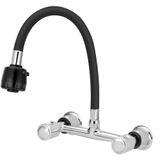 Torneira Misturador Parede Cozinha Flexível Duplo Jato Preto