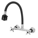 Torneira Misturador Parede Cozinha Flexível Preto Duplo Jato