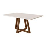 Mesa De Jantar 120x90 Tampo Mdf Vidro Para 4 Lugares Pés Madeira Maciça Pérola Imbuia Off White