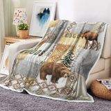 Cobertor Coveimes Rustic Green Forest Woodland Fleece