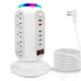 Torre Power Strip Lagivine, 15 Tomadas, 6 Portas Usb Com Luz Led