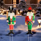 Decorações De Natal Yard Stakes Metal Nutcracker Soldier
