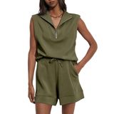 Conjunto Curto Glamaker De 2 Peças Para Mulheres Verde Oliva Tamanho L