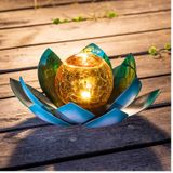 Candeeiro De Mesa De Flor De Lótus Com Luz Solar Para Decoração De Jardim Ao Ar Livre