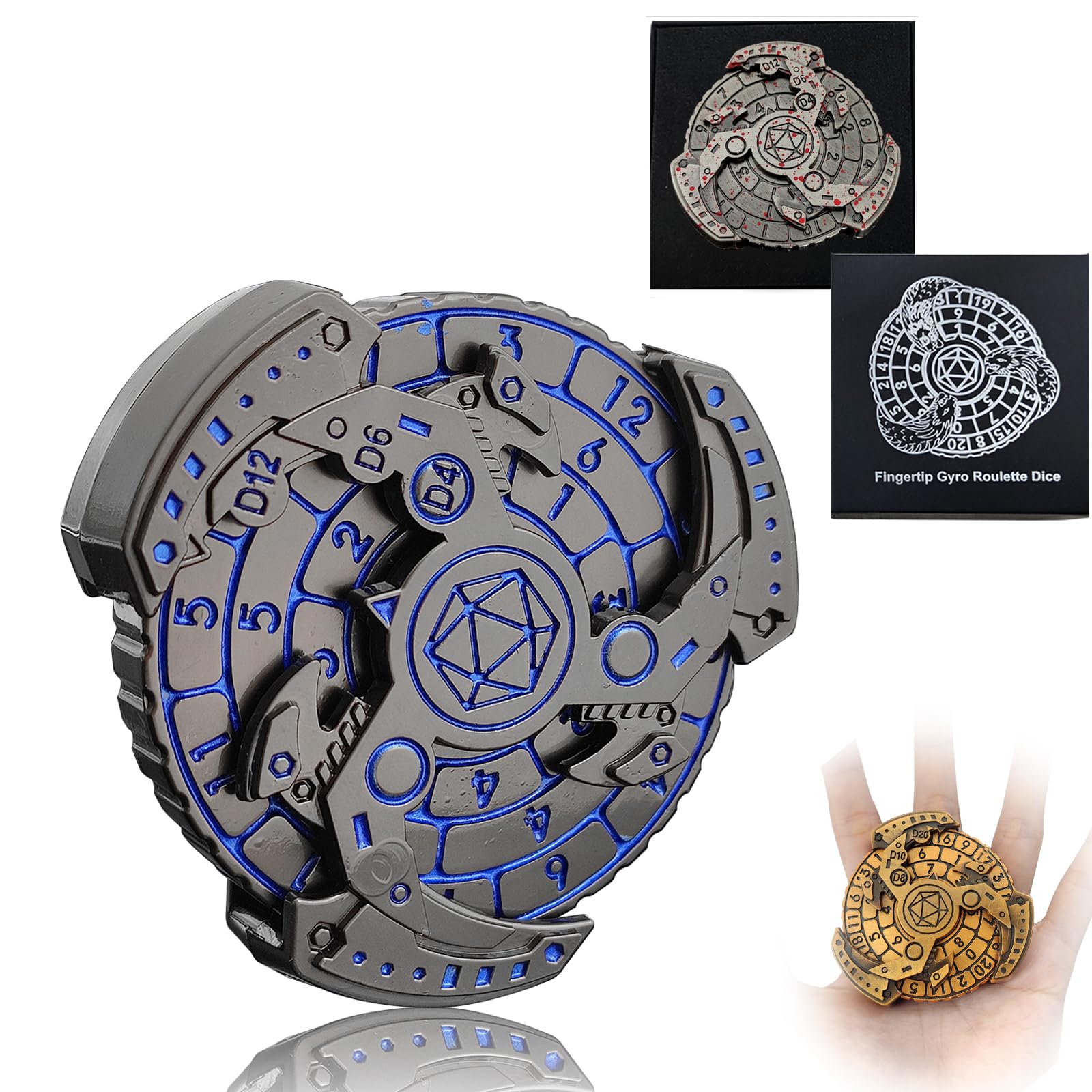 Conjunto De Dados Dnd Roulette Dice Spinner 7 Em 1 Dragon Metallic