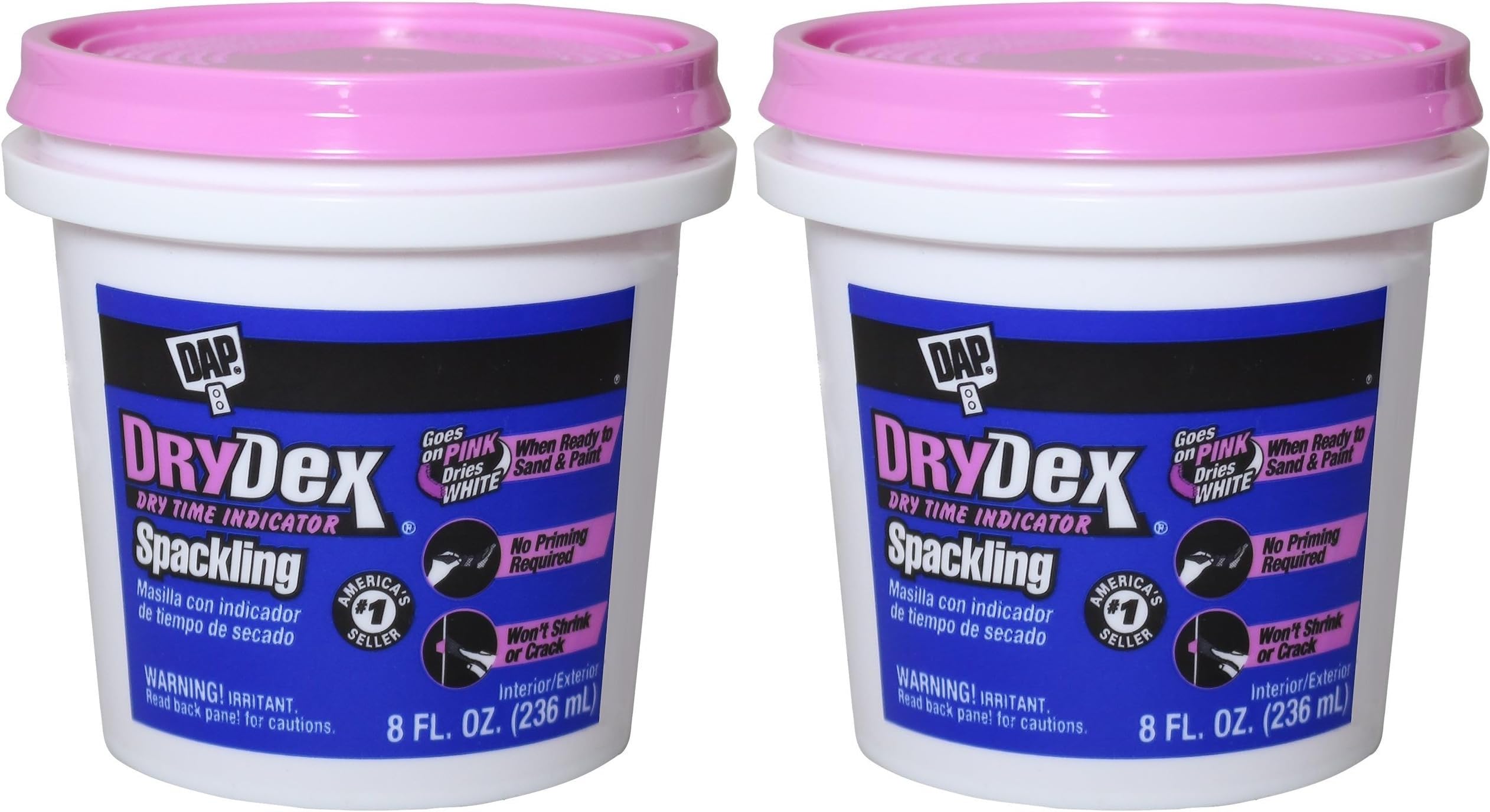Pacote Spackling Dap Drydex Interior/exterior De 236 Ml Com 2 Rosa/branco