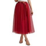 Saia Ai-berlisha A Line, Comprimento De Chá, Tule Para Festa, Baile, Cor De Vinho