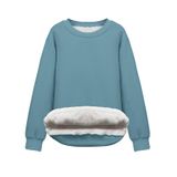 Moletom Feminino Flygo, Forrado De Lã Sherpa, Gola Redonda, Verde Feijão