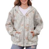 Jaqueta Feminina Com Capuz Eutten Camo Zip Up Maple Leaf Print