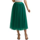 Saia Aiberlisha A Line, Comprimento De Chá, Tule, Verde Escuro, Xl-xxl