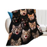 Cobertor Tourrest Funny Cats Flannel 125x100cm Soft Warm