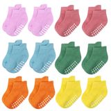 Meias Jealkip Para Bebês E Crianças Pequenas, 12 Pares De Algodão Antiderrapante, 8-10 Anos