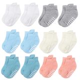 Meias Para Bebês E Crianças Pequenas, De Algodão Macio, Antiderrapantes, 0-6 M, 12 Pares