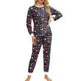 Conjunto De Pijama Feminino Opemiby, Blusa De Manga Comprida Com Calça De Corrida Azul
