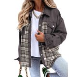 Jaqueta Shacket Olivey Olivey Oversize Jeans Xadrez Para Mulheres