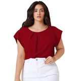 Blusa Feminina Milumia Plus Size Plissada Borgonha Gg