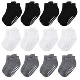 Meias Para Bebês E Crianças Pequenas, De Algodão Macio, Antiderrapantes, 1-3t, 12 Pares
