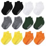 Meias Para Bebês E Crianças Pequenas Jealkip, Algodão Macio, Antiderrapantes, 12 Pares