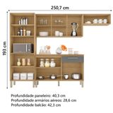 Armário de Cozinha Completa Com Balcão 12 Portas 1 Gaveta 2,50m Versalhes Freijó / Grafite Kit's Paraná