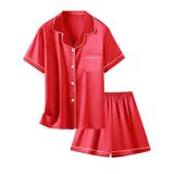 Conjunto De Pijama Feminino Schbbbta, Seda, Cetim, Poliéster, Vermelho