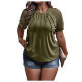 Camiseta Feminina Soly Hux Plus Size De Manga Curta Verde Militar