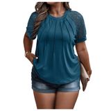 Camiseta Feminina Soly Hux Plus Size De Manga Curta Azul Azul-petróleo