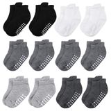 Meias Jealkip Para Bebês E Crianças Pequenas, 12 Pares De 4 A 7 Anos, Antiderrapantes