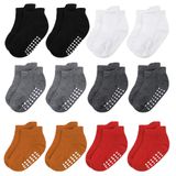 Meias Para Bebês E Crianças Pequenas, De Algodão Macio, Antiderrapantes, 1-3t X 12