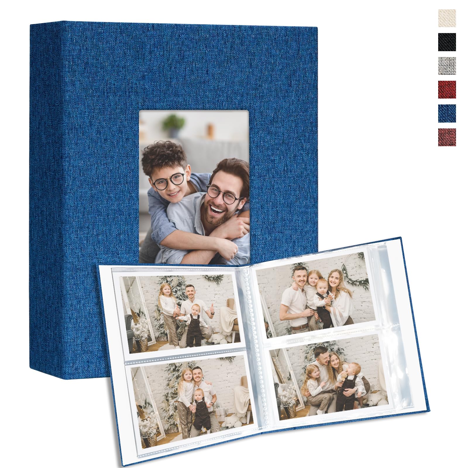 Vienrose Petit Album Photo 10x15 Cm – Set De 3 Albums Pochette Couverture Personnalisable – Bleu Foncé + Bleu Gris + Beige – 26 Pages Soit 52 Photos