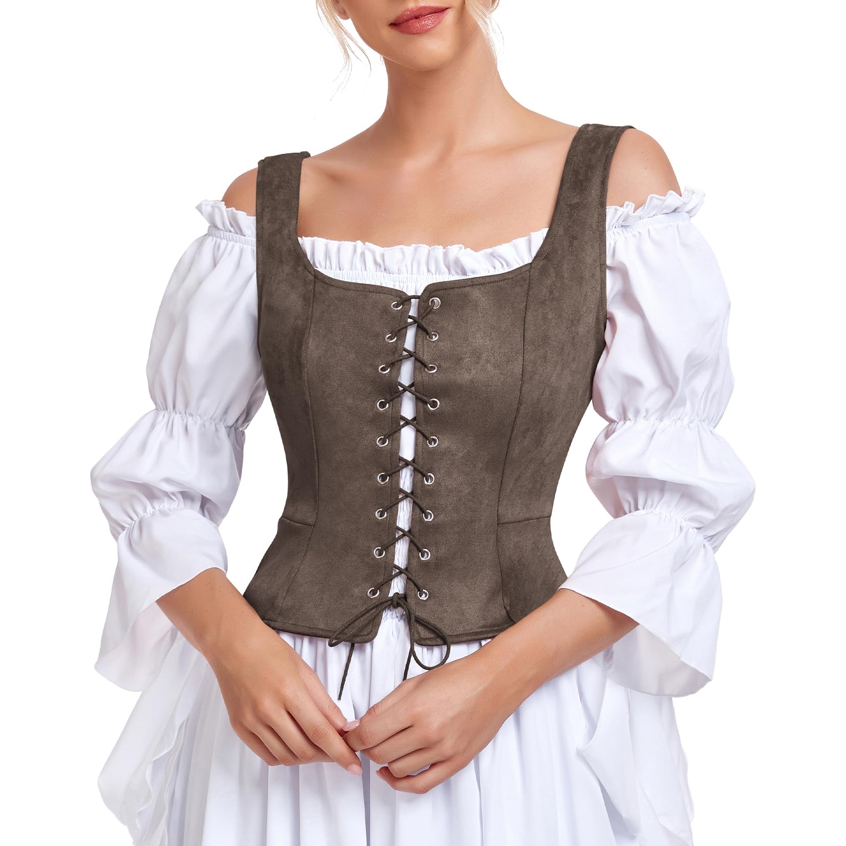 Costume Century Star Renaissance Corset Pirate Vest Coffee M