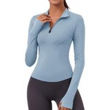 Blusa Atlética Feminina Lomon, Manga Comprida, Jaqueta Curta, Azul M
