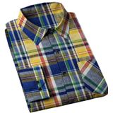 Camisa Masculina Casual Cromoncent De Flanela Xadrez, Manga Comprida, Amarela