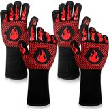Luvas À Prova De Fogo Para Churrasco Dkhdbd 1472°f Vermelhas Resistentes Ao Calor (2 Pares)