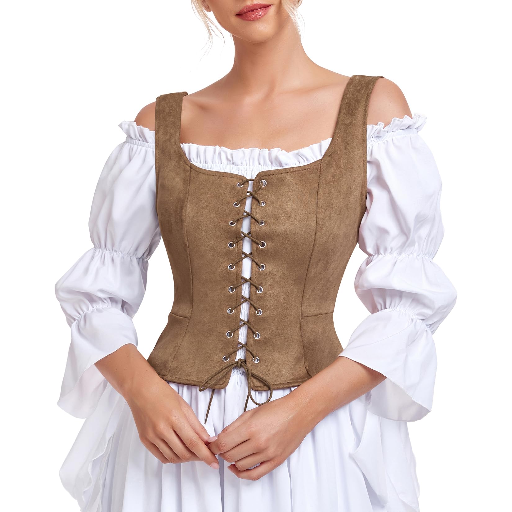 Costume Century Star Renaissance Corset Pirate Vest Brown
