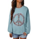 Moletom Feminino Kevamolly De Manga Comprida Floral Peace Blue-m