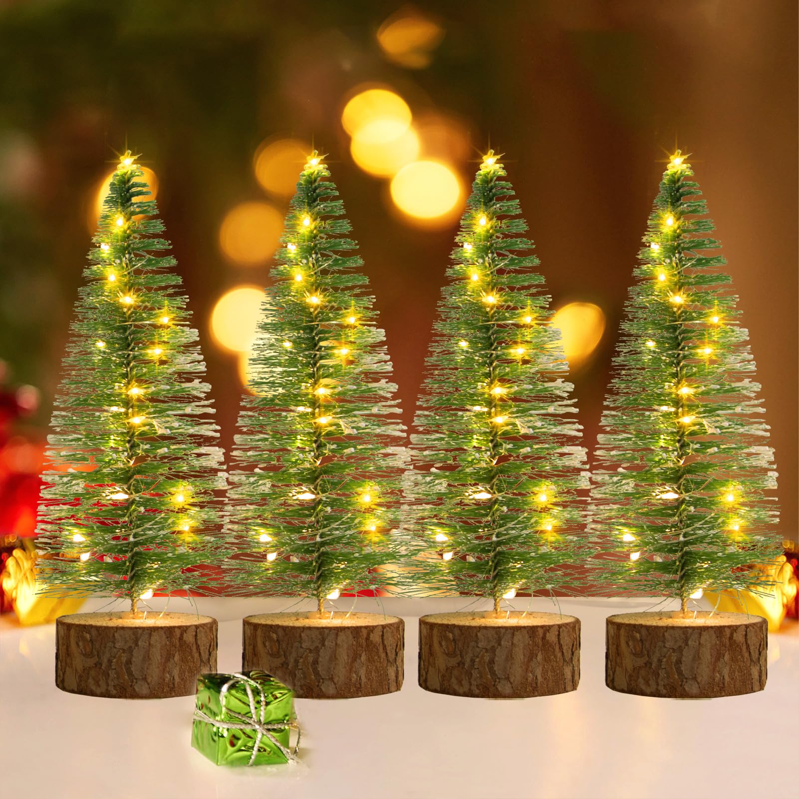 Mini Árvores De Natal Cciland Timer Fairy Lights 20 Cm 4 Unidades