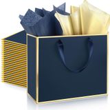 Saco De Presente Relithick Metallic Paper, Pacote Com 12 Unidades, 30x25x10cm Com Lenço