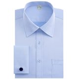 Camisa Social Masculina J.ver, Punho Francês, Ajuste Regular, Azul E Abotoaduras