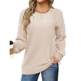 Moletom Lomon Cable Knit Para Mulheres, Túnica De Manga Comprida, Bege