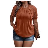 Camiseta Feminina Soly Hux Plus Size De Renda Contrastante 4gg Marrom
