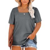 Blusa Eytino Plus Size Com Gola Quadrada E Manga Folhada Para Mulheres