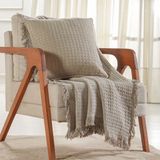 Manta Decorativa Para Sofá Waffle 100% Algodão 120x150cm Cashmere