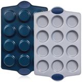 Forma De Muffin Bronypro Ceramic De 12 Xícaras Em Aço Aluminizado Antiaderente