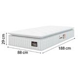 Cama Box Colchão Solteiro Espuma D33 Vangogh Pillow Top 88x188x67cm Branco / Bege Hellen - Suporta até 120kg por Pessoa